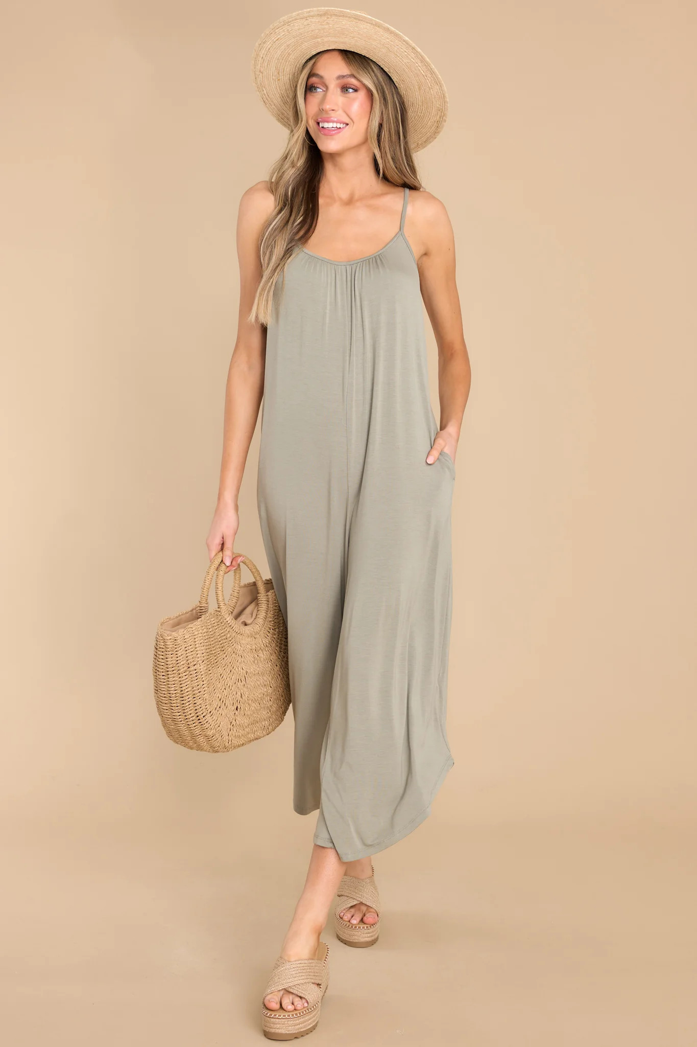 Smoke Sage Flared Jumpsuit | Red Dress 