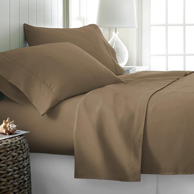 Pure Egyptian California King Size Cotton Bed Sheets Set (Cal King, 800 Thread Count) Taupe Beddi... | Amazon (US)