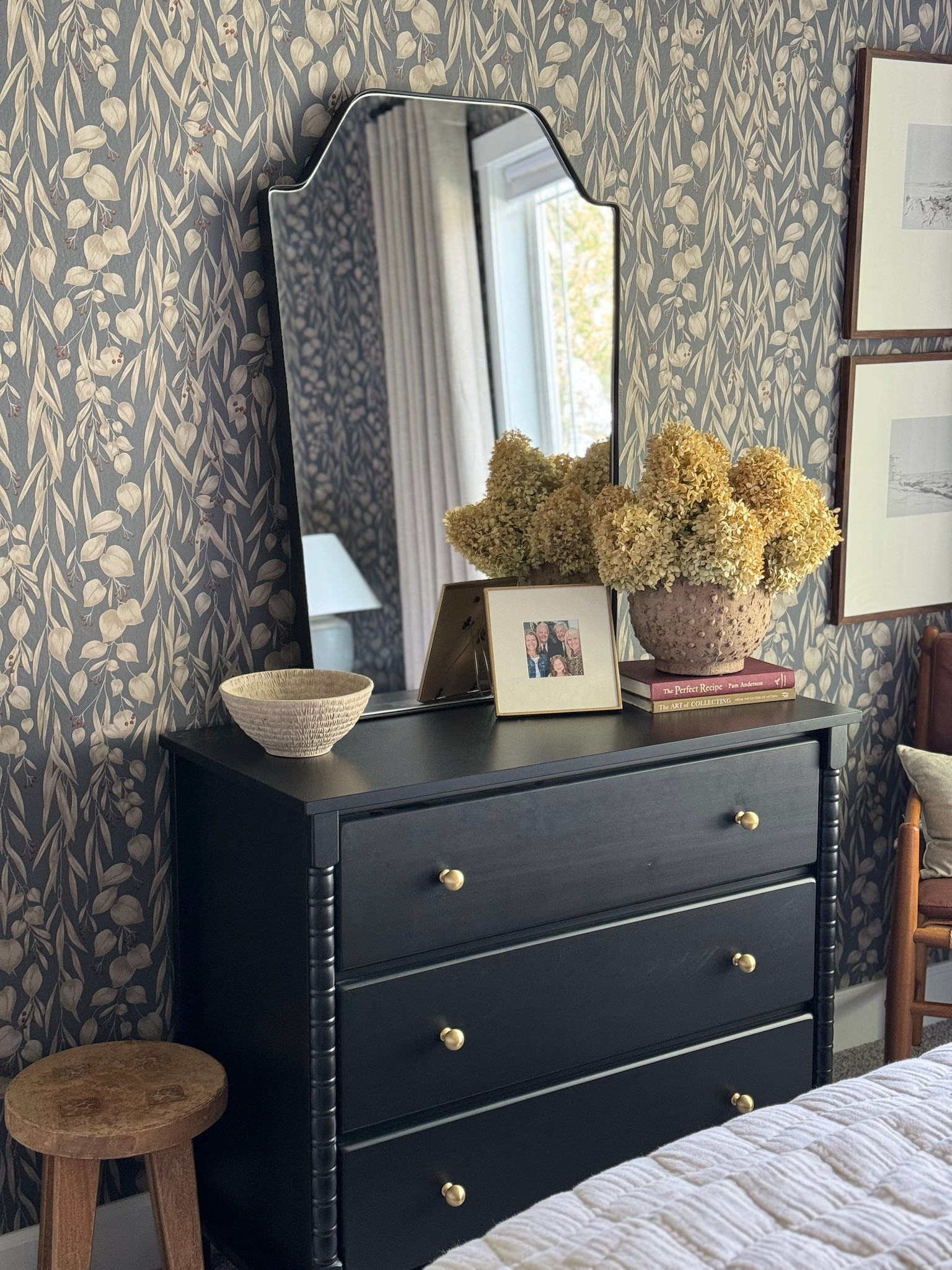This view…😍I can’t help but walk by this space because I’m so in love with it! The moody wallpaper, this stunning new mirror, everyone’s favorite dresser..it all pairs so well together! 

#LTKstyletip #LTKhome
