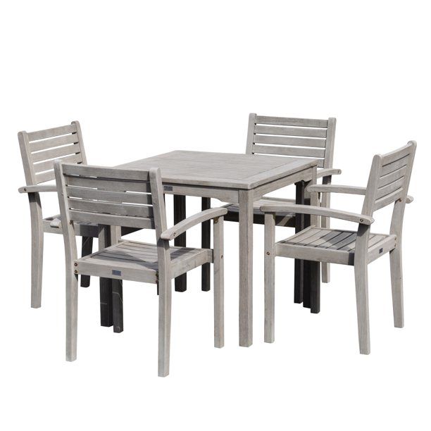 DTY Outdoor Living Leadville Square Dining Set, 5-Piece Eucalyptus Patio Furniture Set with Table... | Walmart (US)