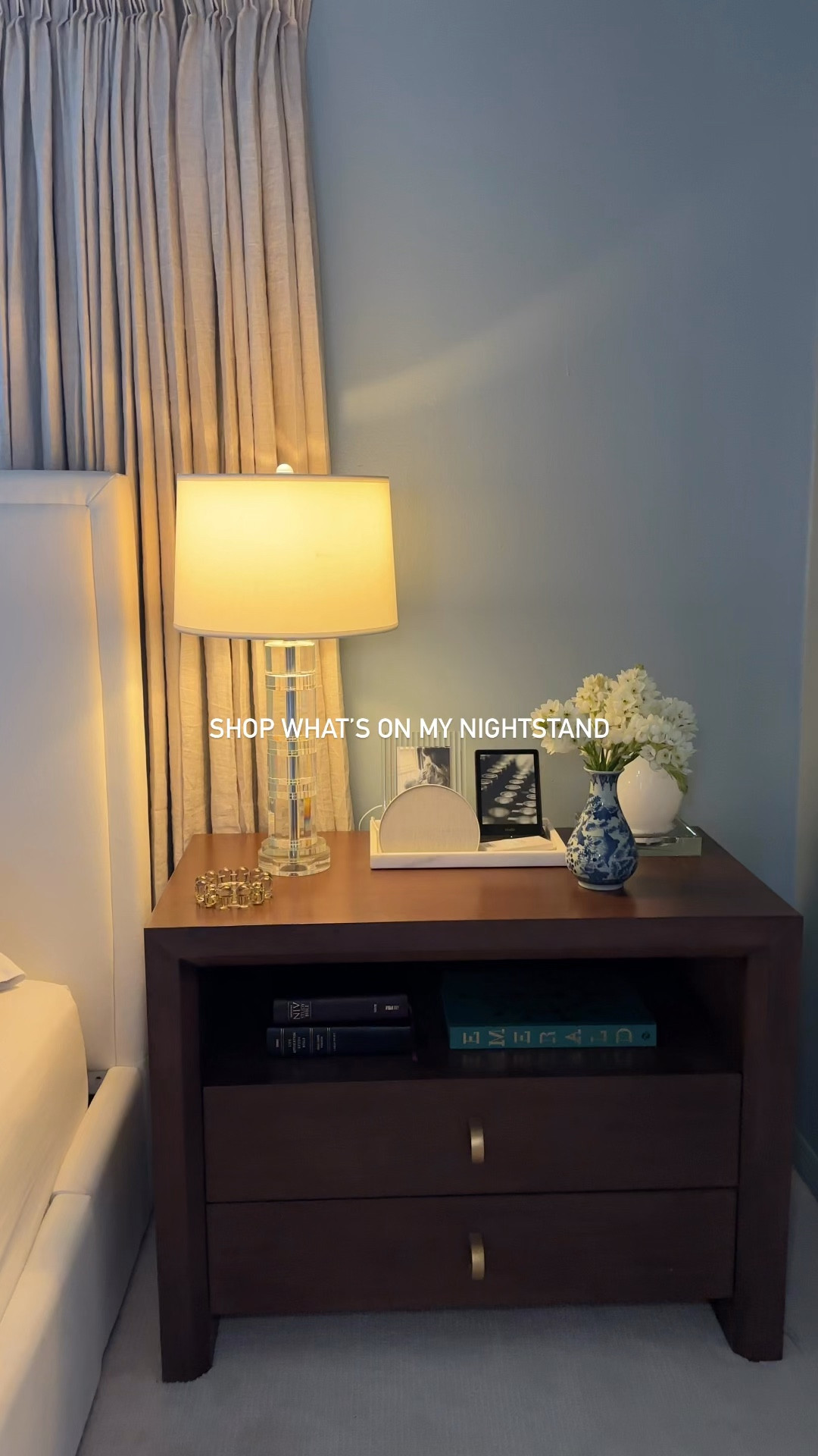 shop what’s on my nightstand 🤎

- Miles Alice Lane nightstand in hazelnut
- crystal table lamps, mine are from homegoods, linked similar
- Alice Lane bubble candle dish, comes in multiple sizes and colors
- Target marble tray
- Hatch restore 3 in puddy
- crystal photo frames, make great gifts
- Alice Lane crystal candle dish, mine is size large

home decor | home decorating | interiors | primary bedroom style | master bedroom style | Alice Lane “the very best sale"

#LTKSaleAlert #LTKmomlife #LTKHome