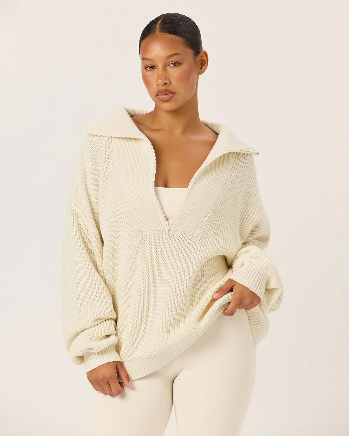 Oversized Knit Sweater | Milk | Crop Shop Boutique US