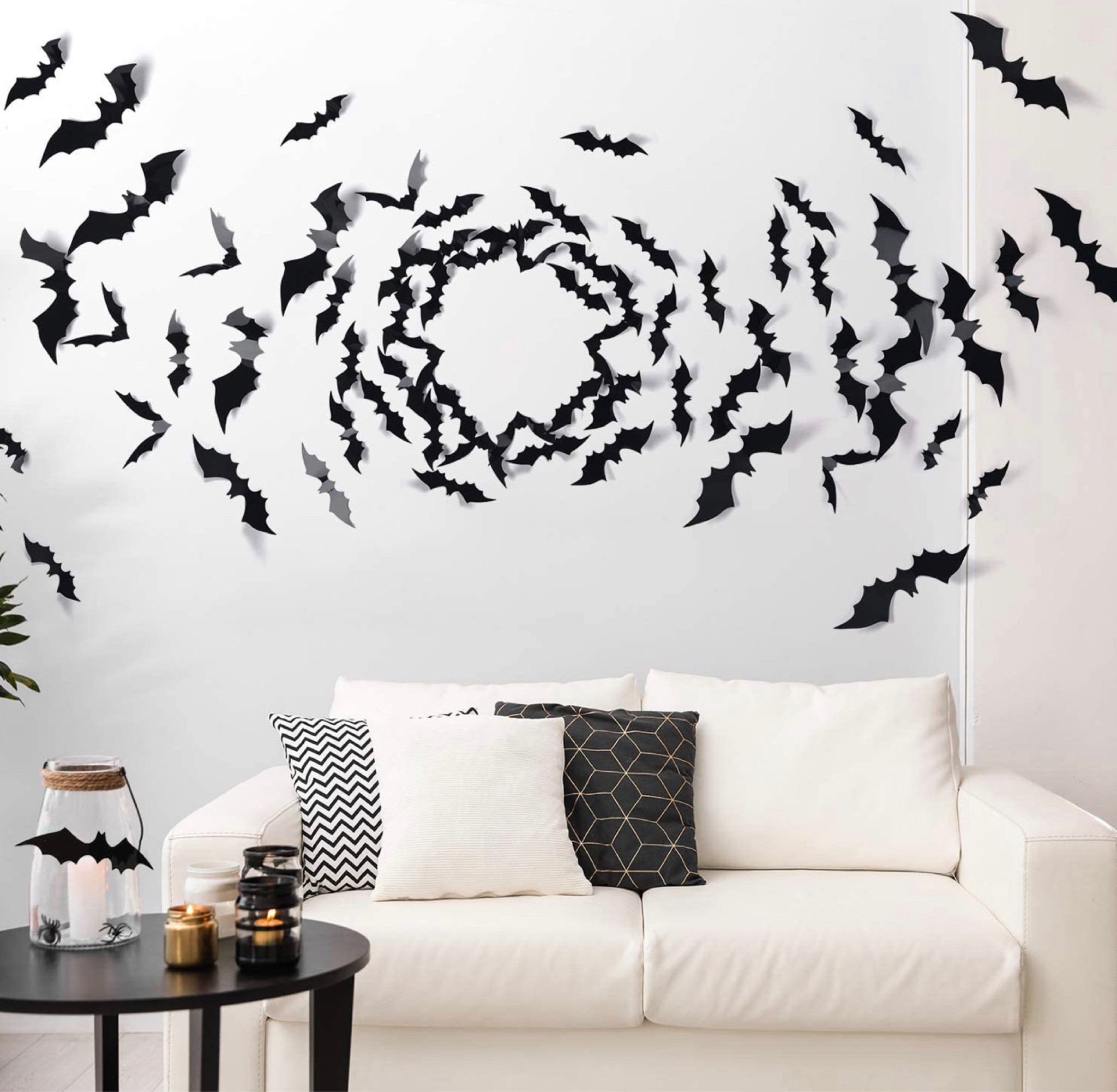 Did I need 120 Halloween bats to decorate my walls? No. Do I now own 120 bats to decorate my walls? Of course I do. For $10, how could I not?! #halloween #halloweendecor #spooky #halloweenparty 

#LTKunder50 #LTKSeasonal #LTKHalloween