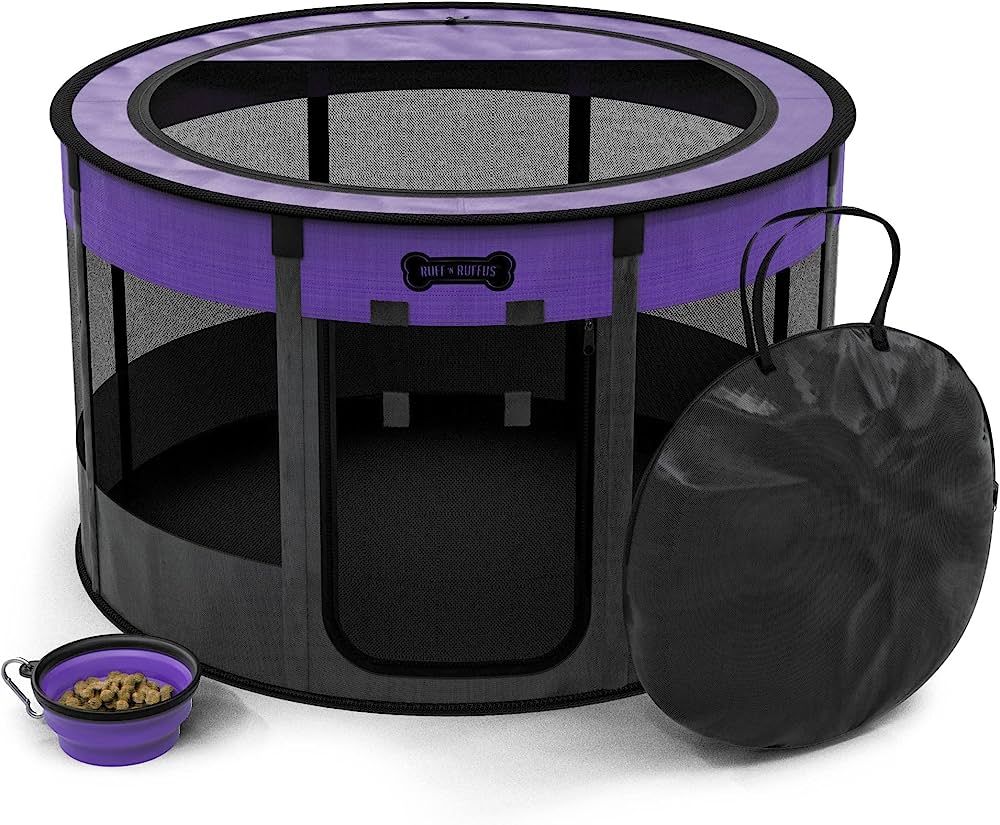 Ruff 'N Ruffus Portable Foldable Pet Playpen +Free Carrying Case + Free Travel Bowl (Medium (36x3... | Amazon (US)