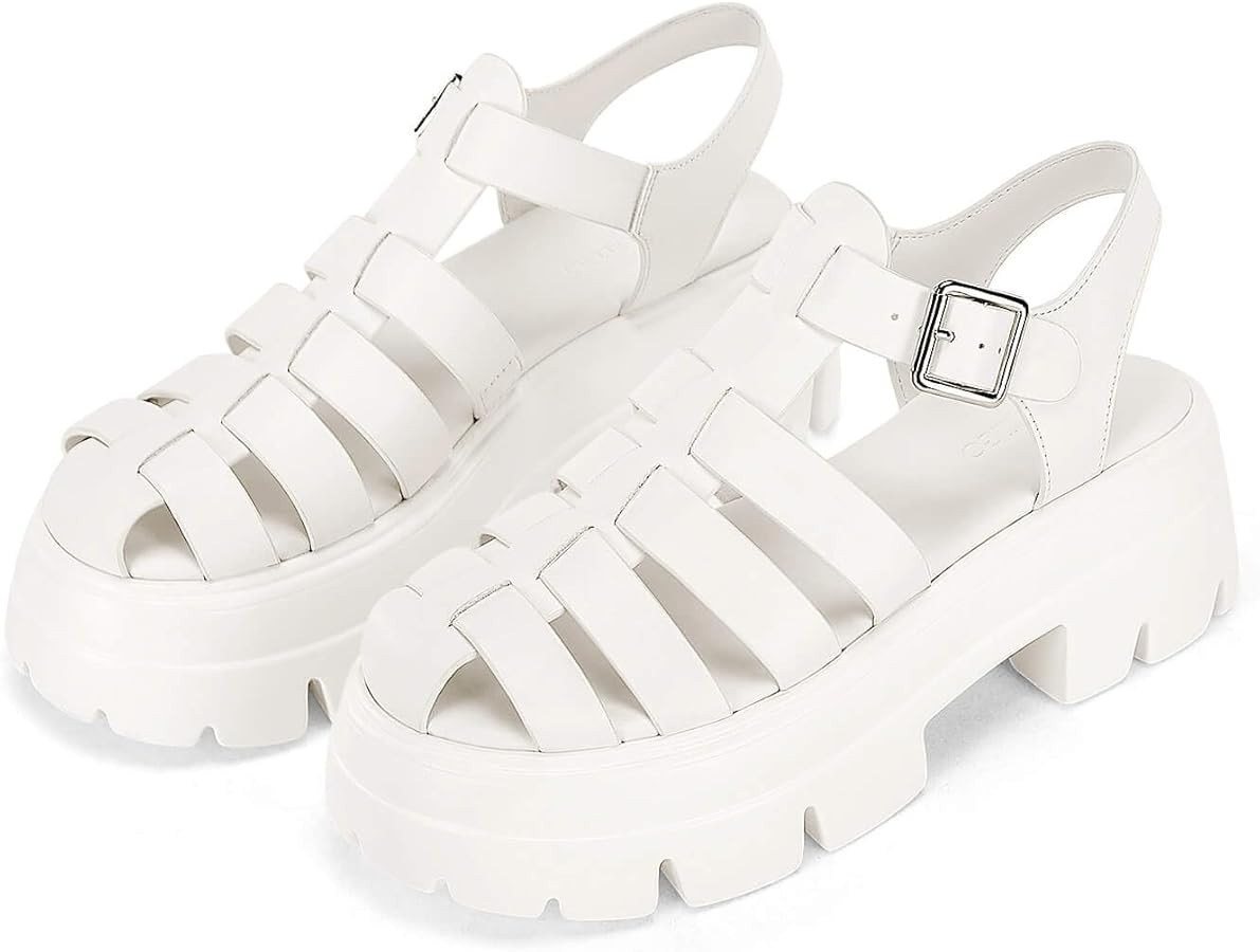 Coutgo Womens Platform Chunky Heels Sandals Gladiator Ankle Strap Heels Lug Sole Summer Fisherman... | Amazon (US)