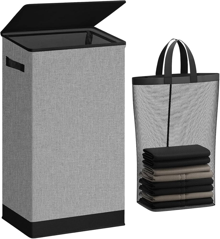 SOLEDI Laundry Hamper with Lid 100L Large & Tall Collapsible Laundry Basket, Clothes Hamper with ... | Amazon (US)