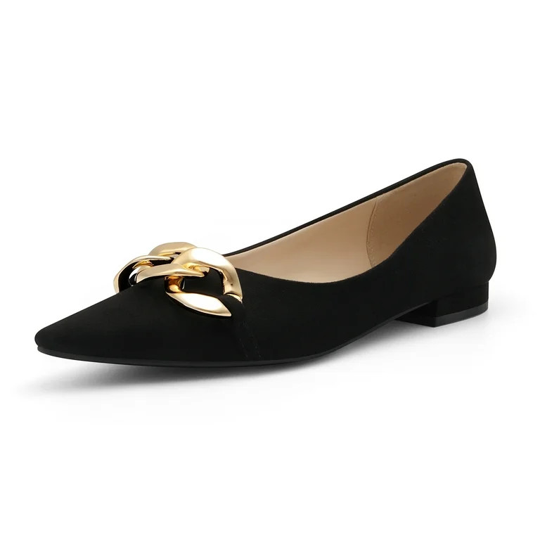 Dream Pairs Women's Flats Comfortable Women’s Dressy Ballet Pointed Toe Work Cute Chain Flats S... | Walmart (US)