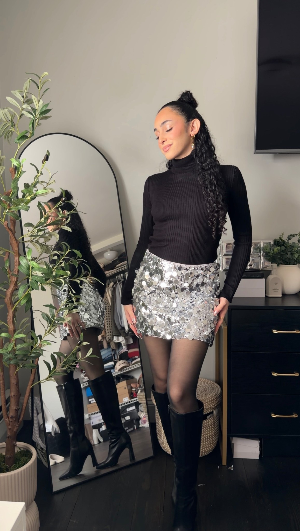 A little sparkle for New Year’s Eve never hurt ✨ I love a sequin skirt this time of year, paired with a basic turtle neck and knee high boots 

#LTKootd #LTKHoliday #LTKSeasonal