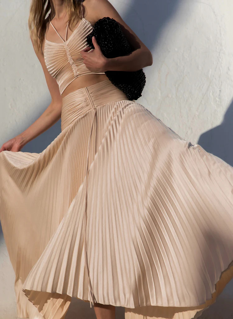 Ari Satin Pleated Skirt | A.L.C