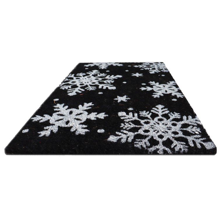 Holiday Time Black and White Snowflake Coir Doormat, 18" x 30" | Walmart (US)