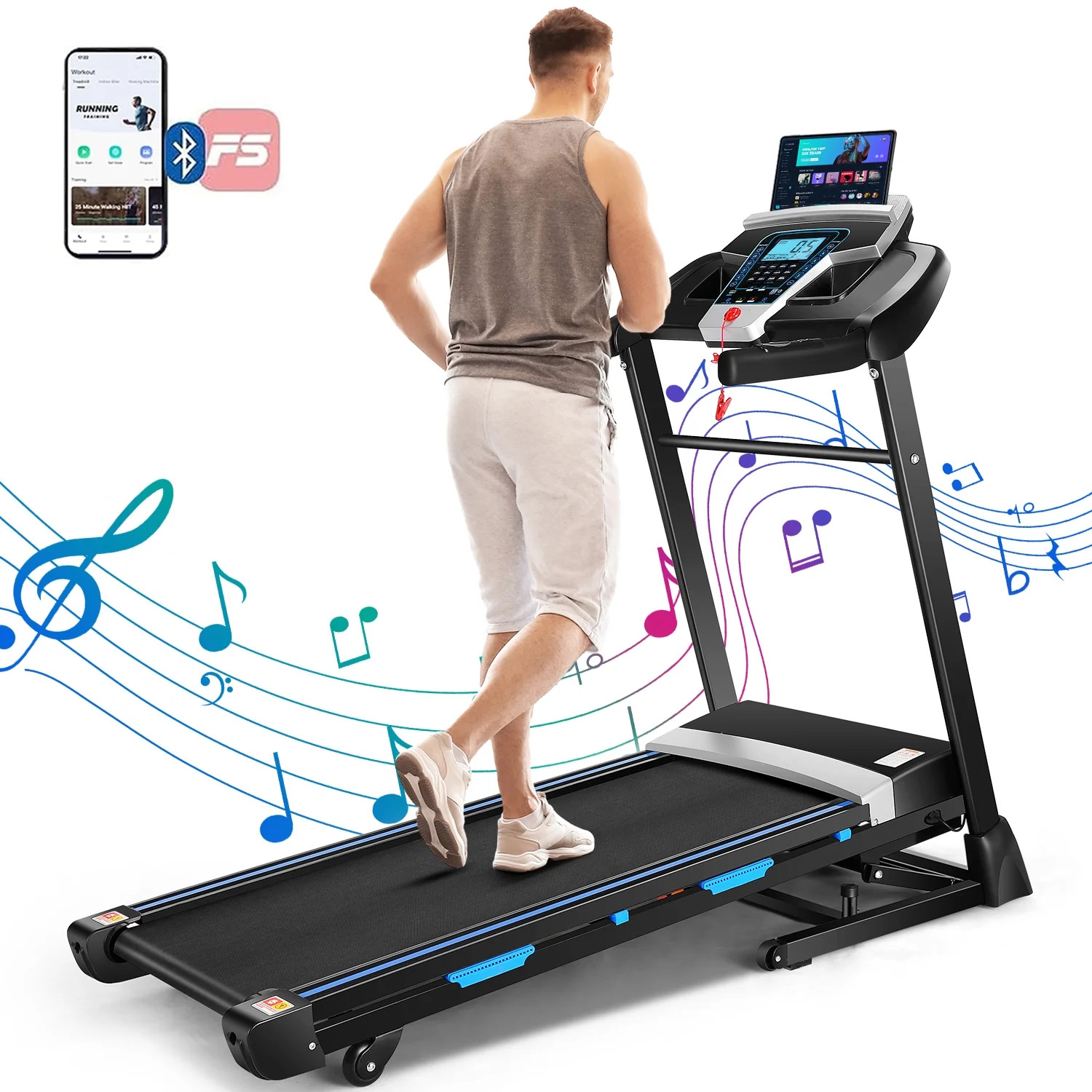 Treadmill 300 lb Capacity, 3.25 HP Automatic Incline Treadmill with APP & Bluetooth Audio Speaker... | Walmart (US)