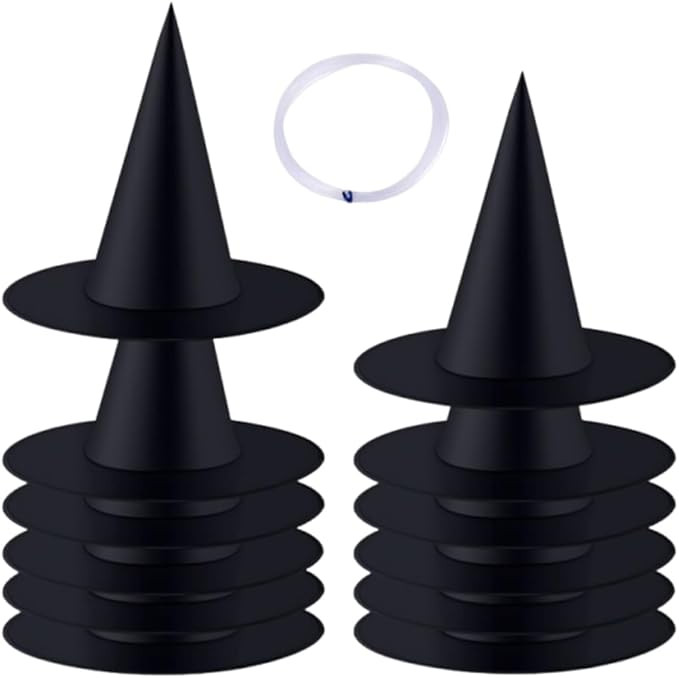 12 PCS Halloween Party Favor Costume Accessory Hanging Witch Hat, Black Witch Hats Hanging Decor ... | Amazon (US)