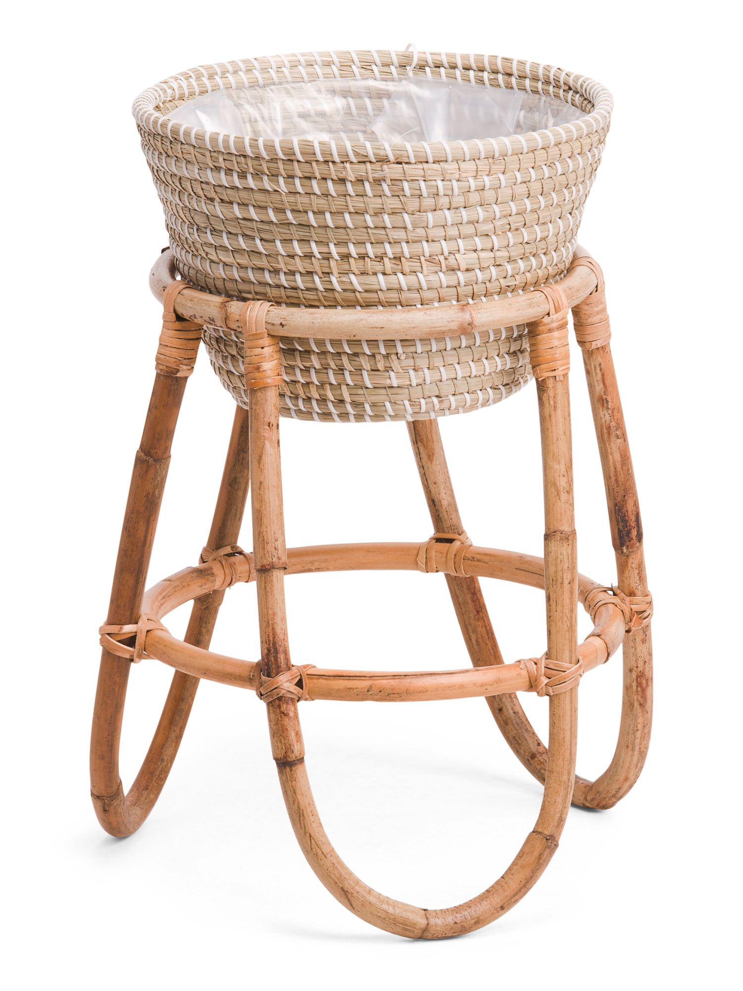 Seagrass Basket With Rattan Stand | TJ Maxx