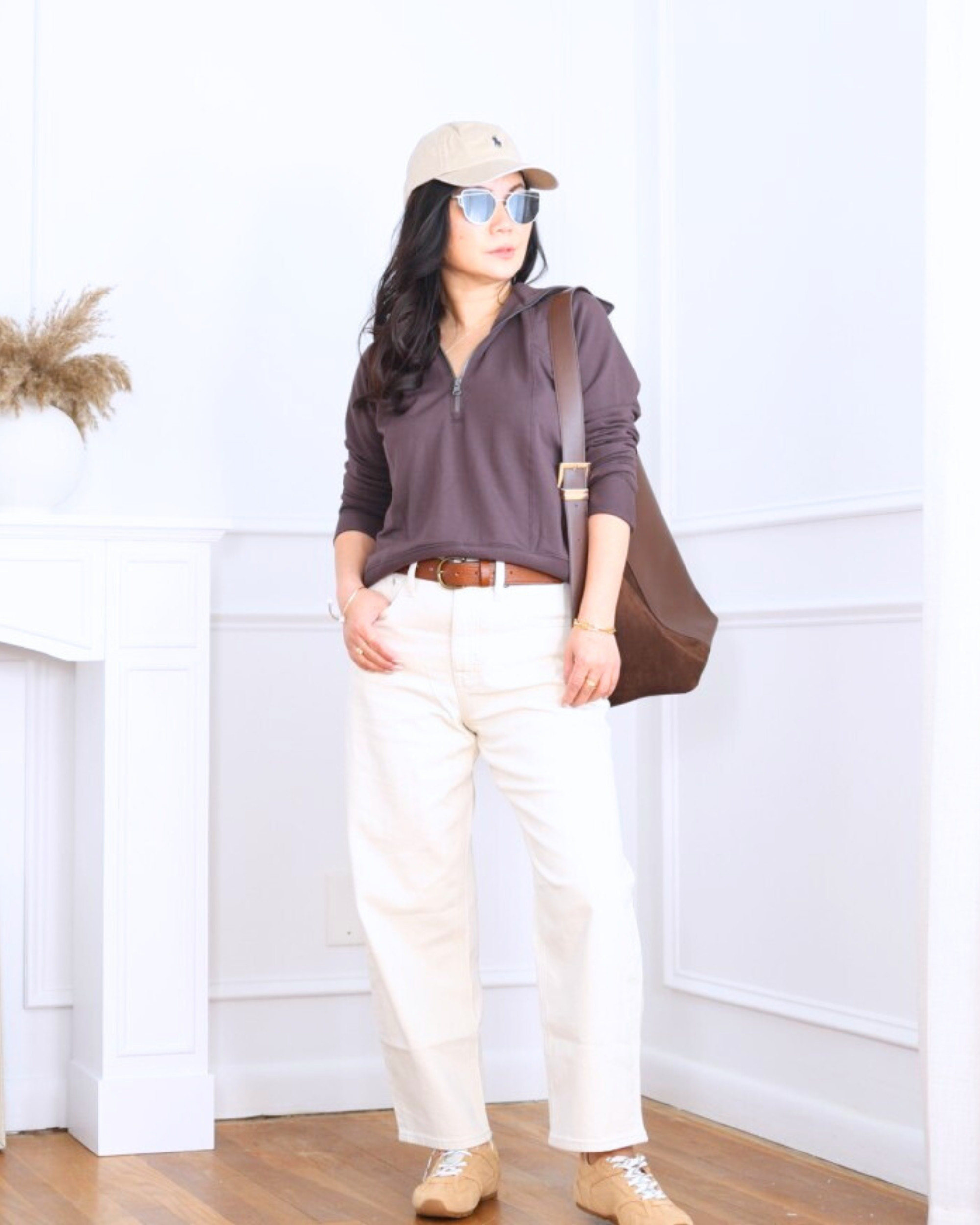 Half-zip sweater from Quince paired with barrel jeans from J.Crew Factory and suede sneakers from Steve Madden — relaxed, modern, and effortlessly put together for everyday wear. I’m 5’2, wearing size XS.

#LTKootd #LTKPetite #LTKOver40