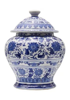 Blue Ceramic Floral Jar | Belk