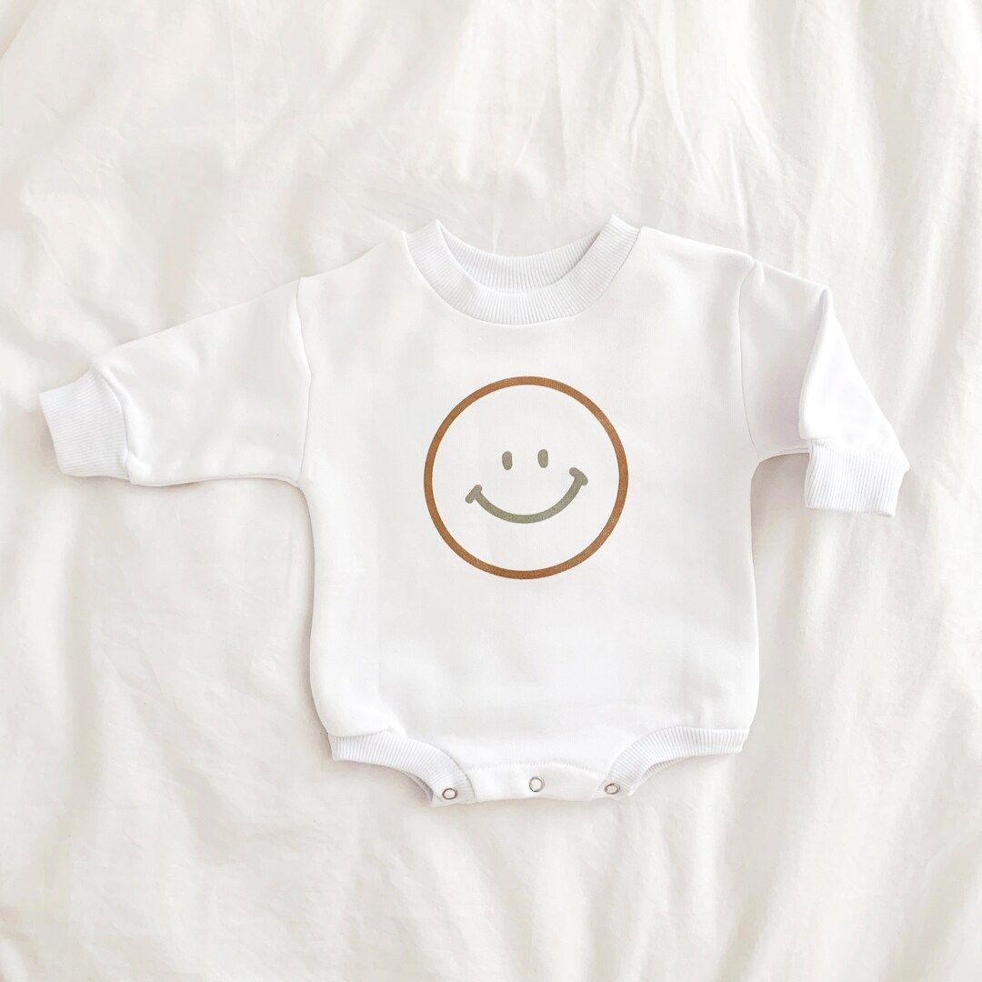 Happy Face Baby Sweatshirt Romper, Baby Shower Gift, Sweatshirt Romper, Baby Sweatshirt, Hipster,... | Etsy (US)