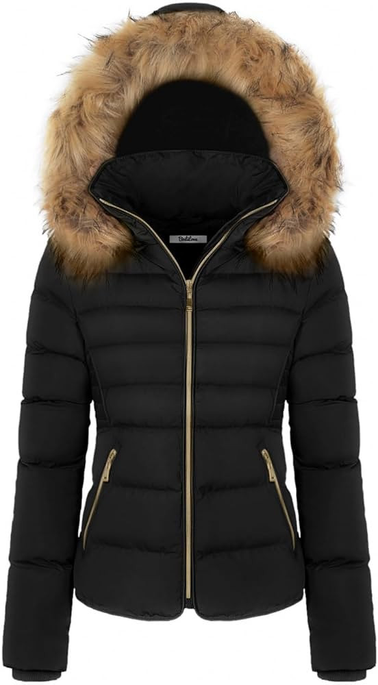 BodiLove Thickened Winter Puffer Jacket with Removable Faux Fur Hood Fleece Lining | Amazon (US)