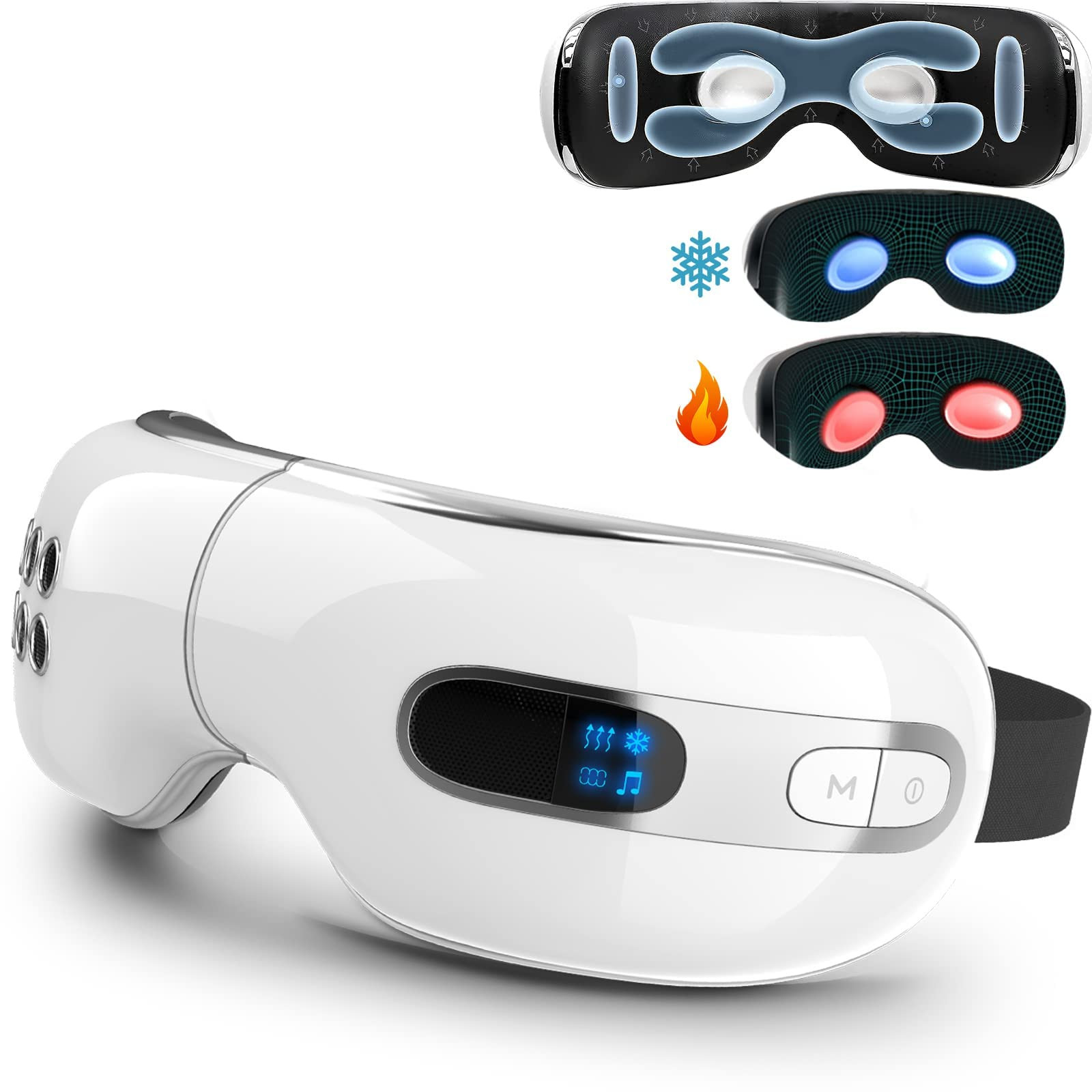 Eye Massager with Heat and Cooling for Migraines, Dry Eyes, Dark Circles, Rechargeable Bluetooth ... | Amazon (US)
