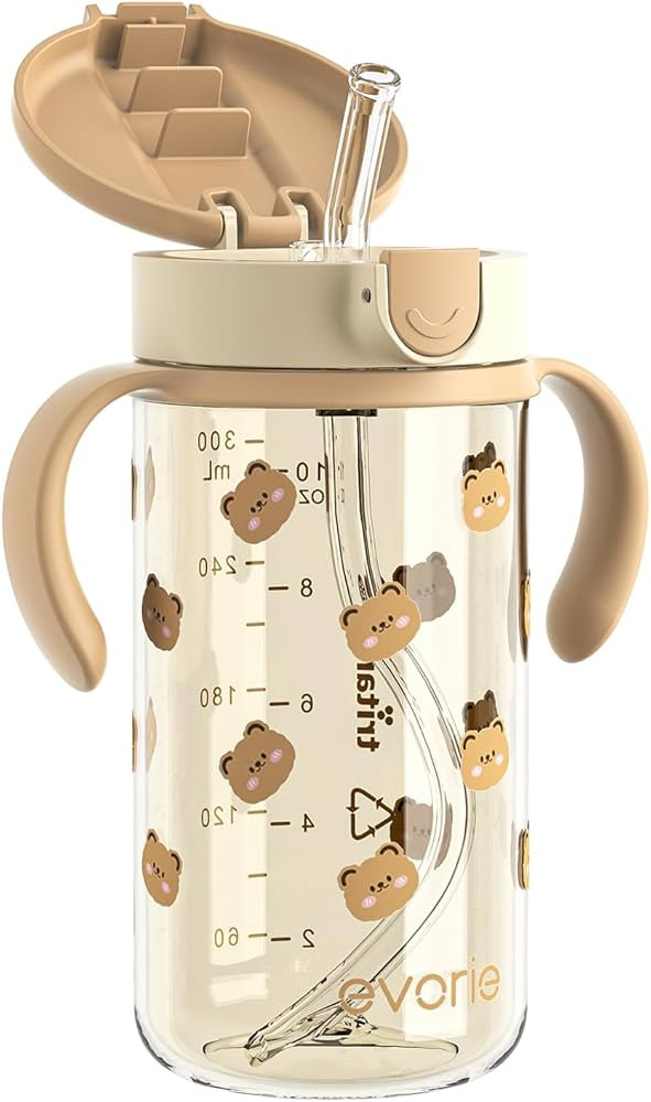 Evorie Tritan Toddler Sippy Cup with Silicone Straw, Spill-Proof Straw Water Bottle for Kids 1-2 ... | Amazon (US)