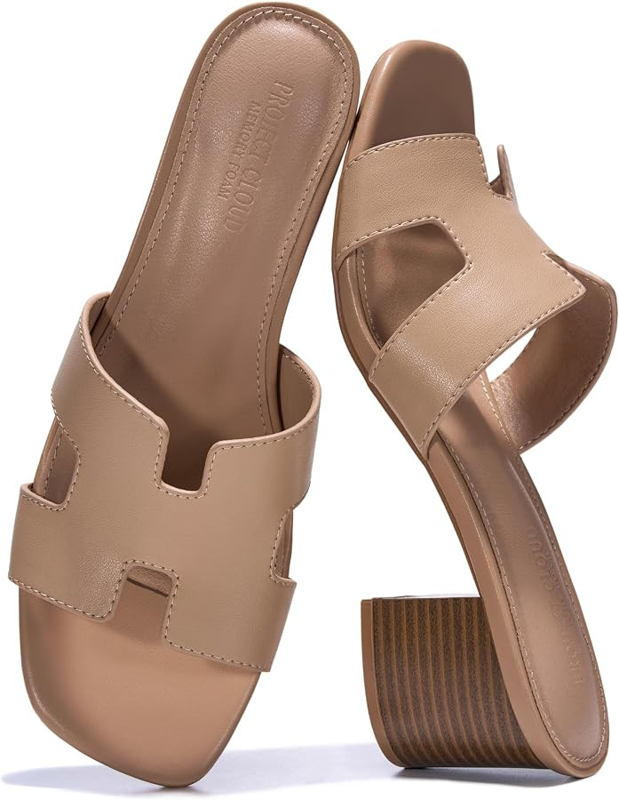 Project Cloud 100% Genuine Leather Block Heeled Sandals for Women(Opal) | Amazon (US)
