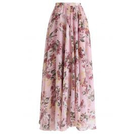 Bright-Colored Floral Maxi Skirt in Pink | Chicwish