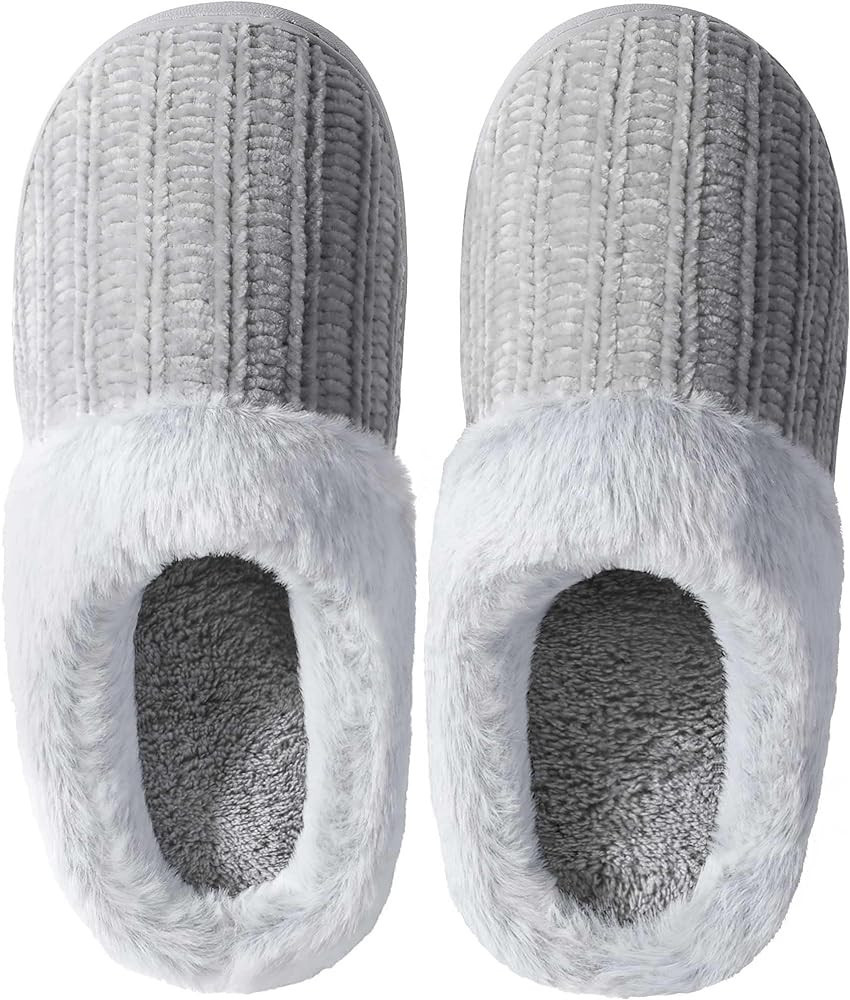 shoeslocker Slippers for Women Memory Foam Fuzzy House Slippers Bedroom Non-slip Warm Fluffy Plus... | Amazon (US)