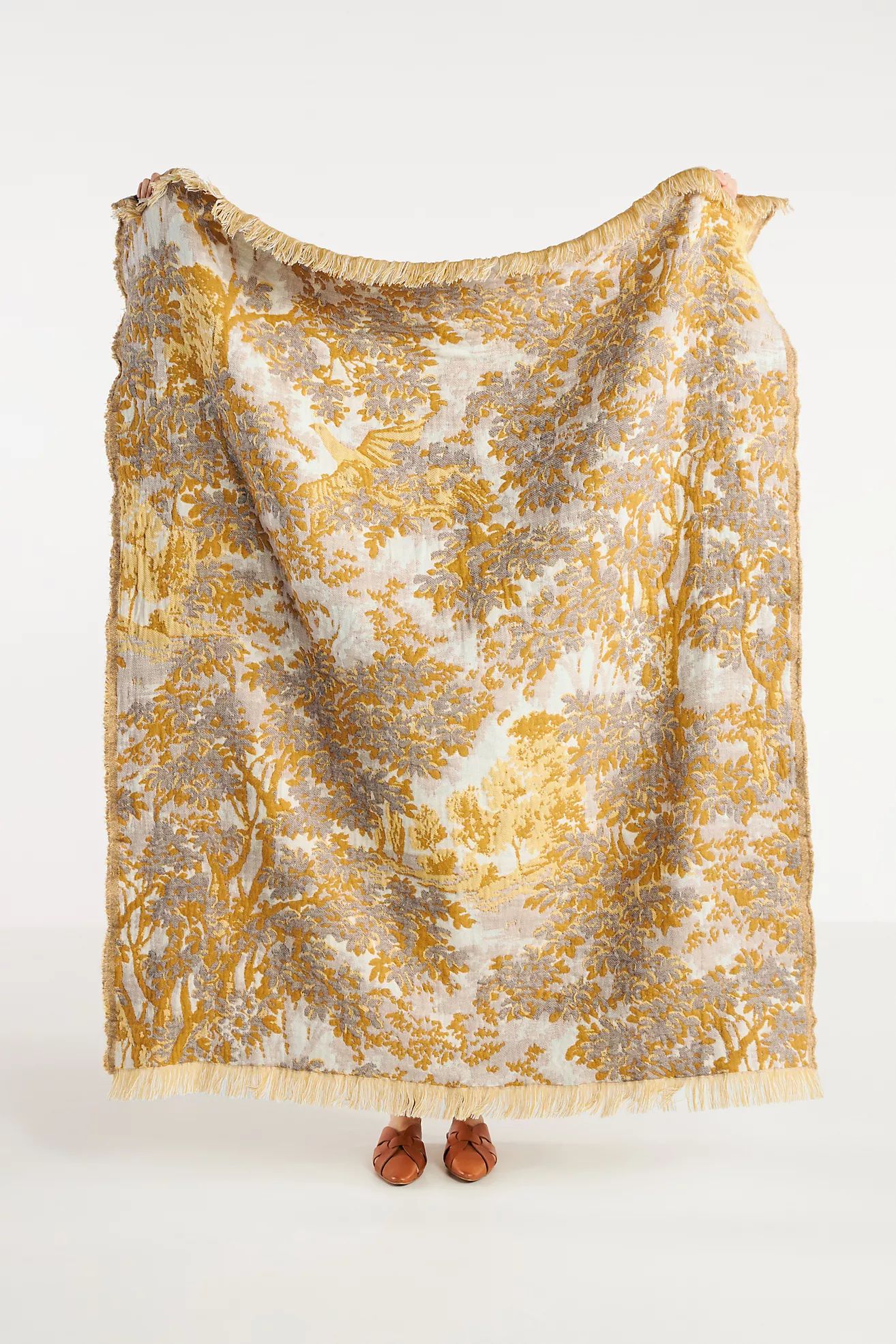 Vienne Jacquard Woven Fringed Throw | Anthropologie (US)