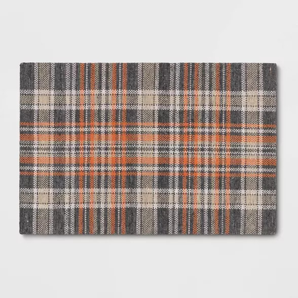 2'x3' Indoor/Outdoor Plaid Tapestry Layering Rug Orange - Threshold™ | Target