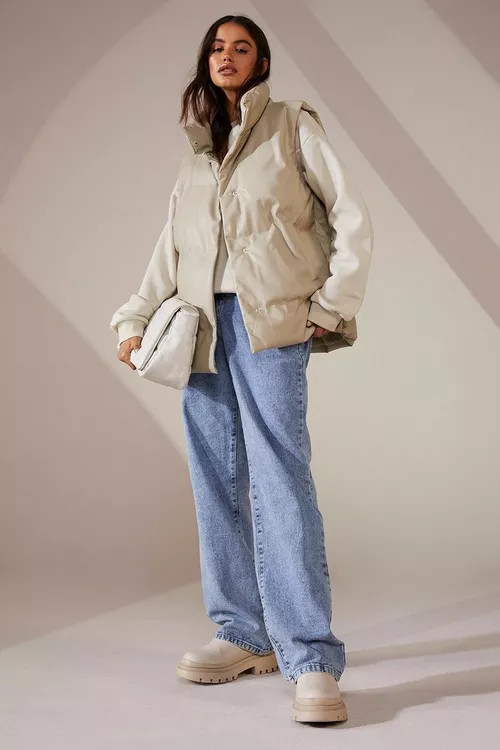 Faux Leather Oversized Gilet | Boohoo.com (UK & IE)