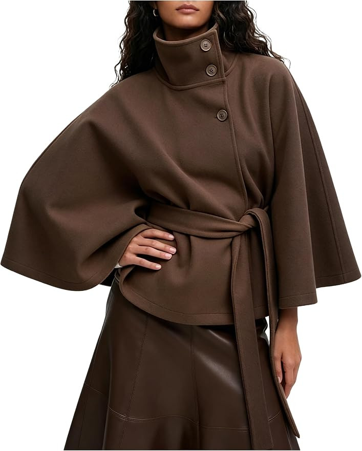 OPCAKM Women's Batwing Sleeve Poncho Coat Winter Cape Jacket | Casual Fall Winter Peacoat Clothes... | Amazon (US)