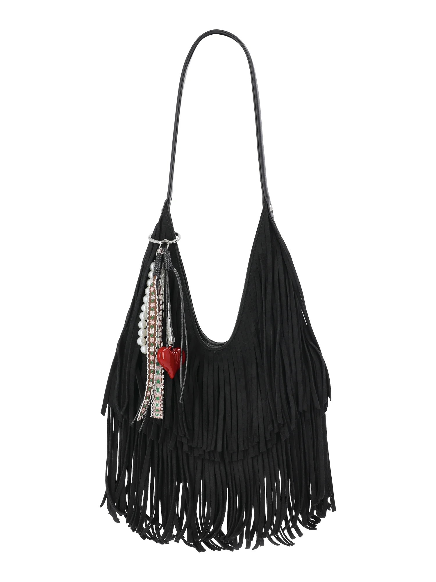 Madden NYC Women's Fringe Hobo Bag, Black | Walmart (US)