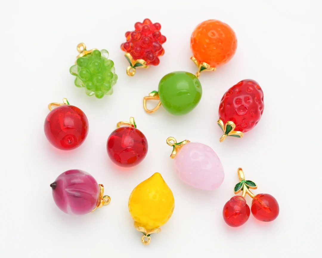 4PCS Fruit Dangle Charms, Resin 3D Fruits Charm, Acrylic Apple, Cherry, Grape, Lemon Charms, Resi... | Etsy (US)