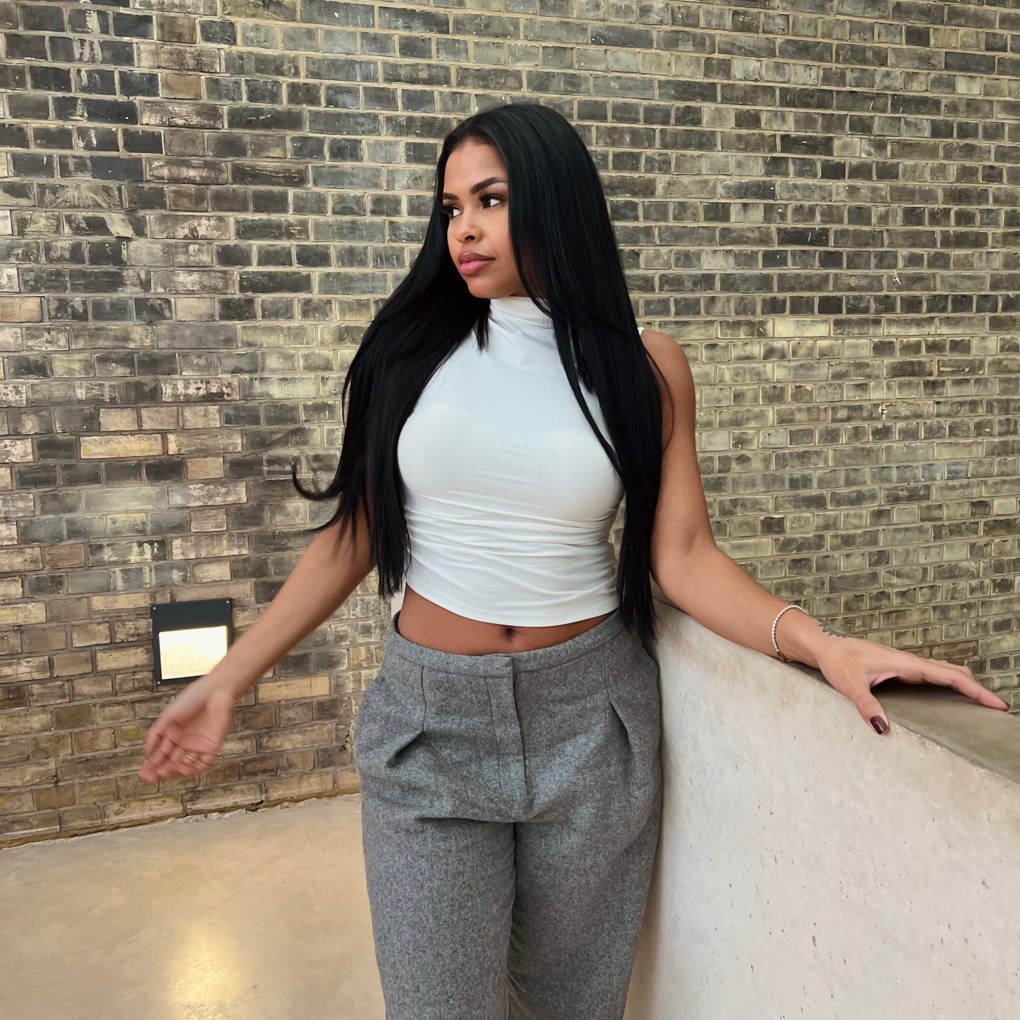 Spring summer out fit ideas, outfit inspo, minimal style, white crop top, white asymmetric top, low rise trousers, low wised trousers, grey wool trousers, tailored trousers, white tank top, sleeveless top, high neck top, office outfit inspo, Arket, cos, Vivienne Westwood, the line by k, Selfridges, PLT 

#LTKfit #LTKSeasonal #LTKeurope
