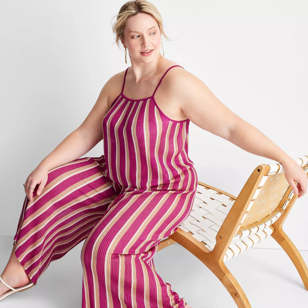 Women's Striped Strappy Sweater Tank - Future Collective™ with Jenny K. Lopez Pink | Target