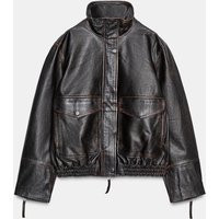 Zara - Zw Collection Limited Edition 100% Leather Bomber Jacket - Women - Black - Women | Zara US