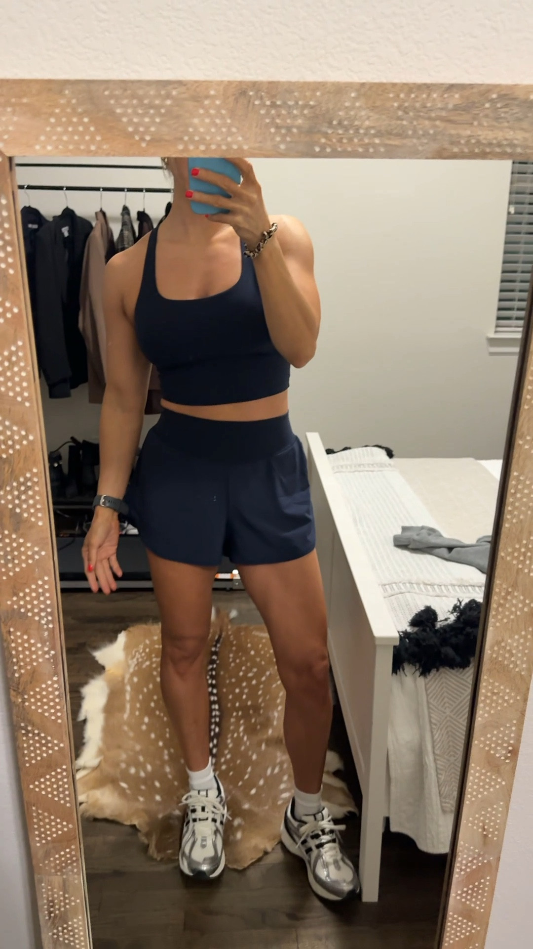 Obsessed with this amazon workout set!! Wearing S in both the top and the bottom. Shorts have a lot of give in the waist so depending on how compression you want you can go with your regular size or size down. So cute and great quality!! 

#LTKfitnessgoals #LTKActive #LTKSaleAlert