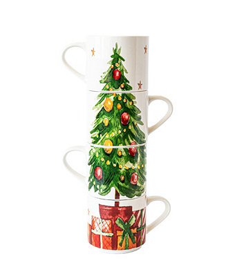 over&back Christmas Tree Stackable Mugs, Set of 4 - Macy's | Macy's