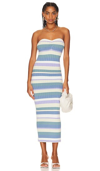 Song of Style Selima Striped Tube Dress in Blue. - size S (also in M, XS) | Revolve Clothing (Global)