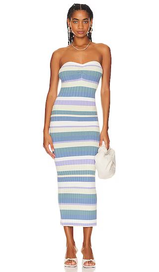 Selima Striped Tube Dress in Blue & Cream Multi | Revolve Clothing (Global)