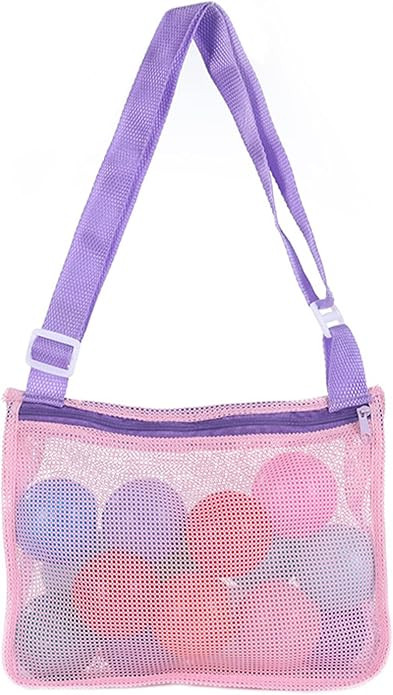 UTTPLL Colorful Mesh Beach Bag Adjustable Kids Quick Dry Net Tote for Seashell Collecting Sand To... | Amazon (US)