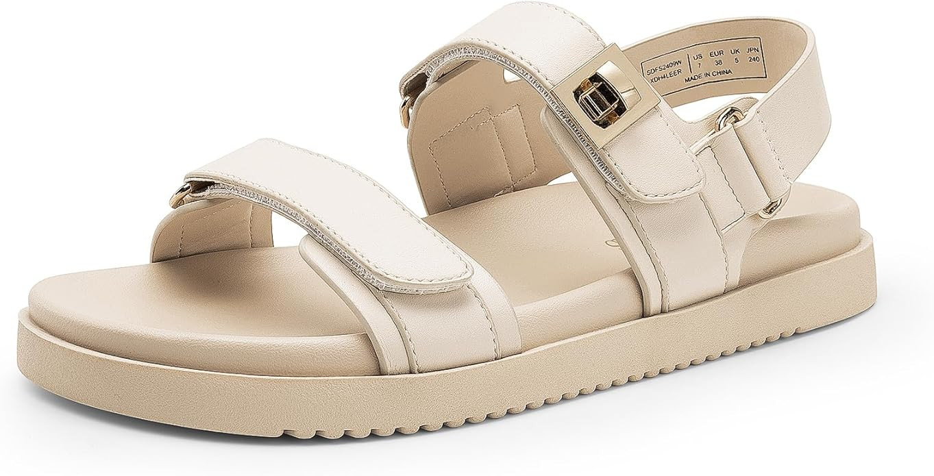 DREAM PAIRS Women's Comfortable Open Toe Flat Sandals Fashion One Band Summer Dessy Sandals | Amazon (US)