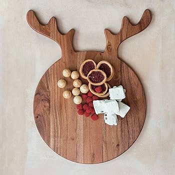 Creative Co-Op Acacia Wood Cheese and Cutting Board with Antlers, Natural | Amazon (US)