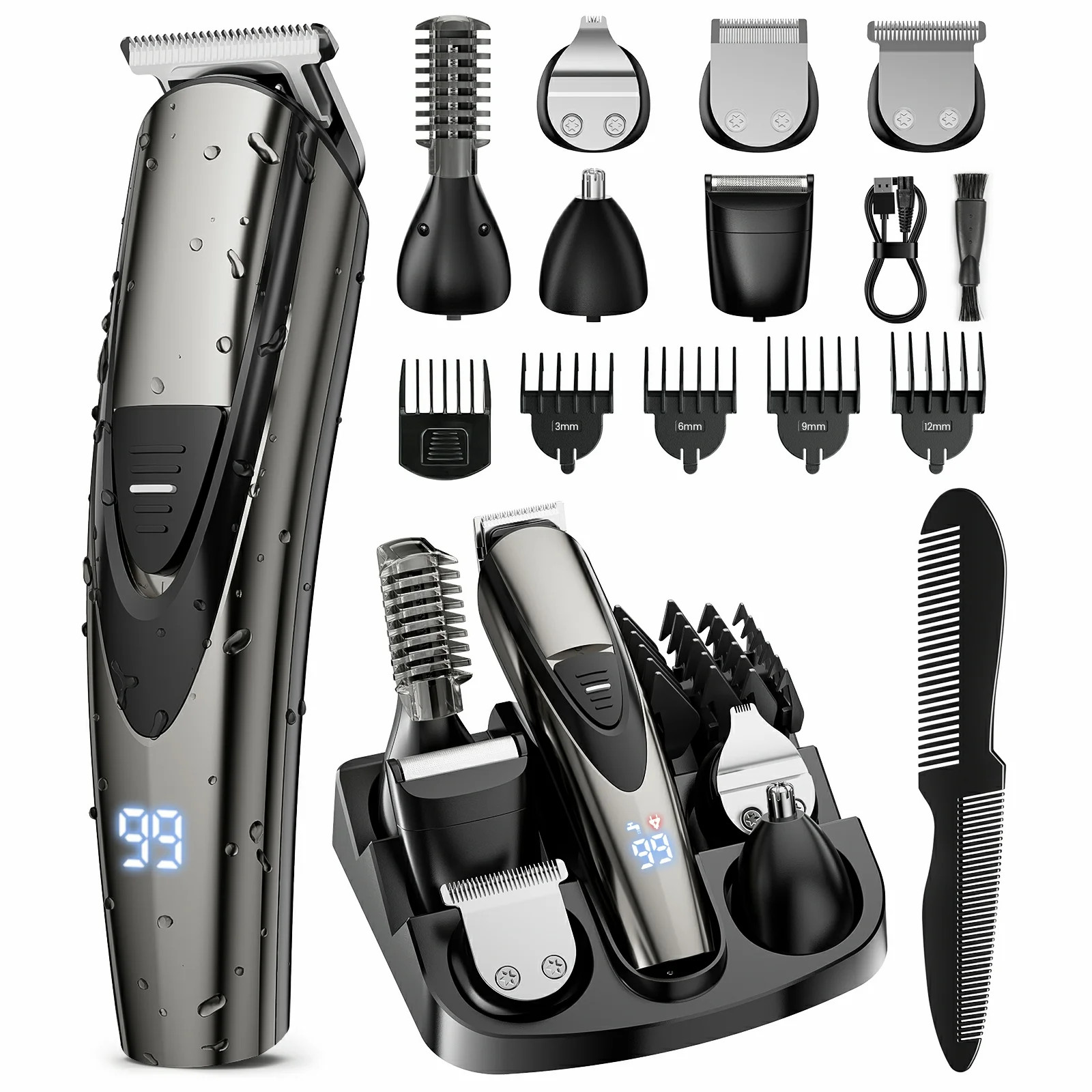 Nogroa Beard Trimmer for Men, Cordless Hair Clippers with Safety Lock, All in One Mens Grooming K... | Walmart (US)