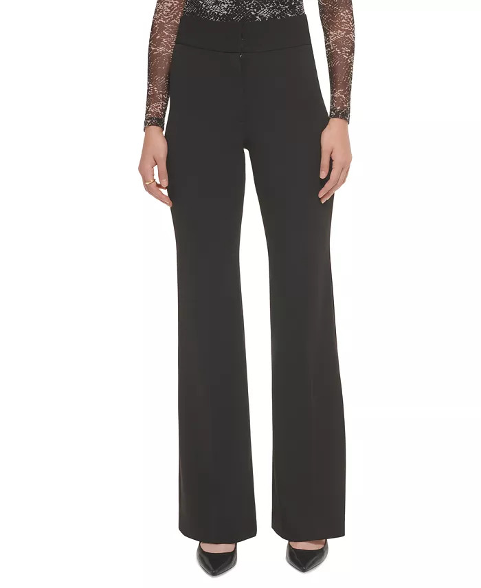 DKNY Polished High Waist Wide Leg Trousers - Macy's | Macy's