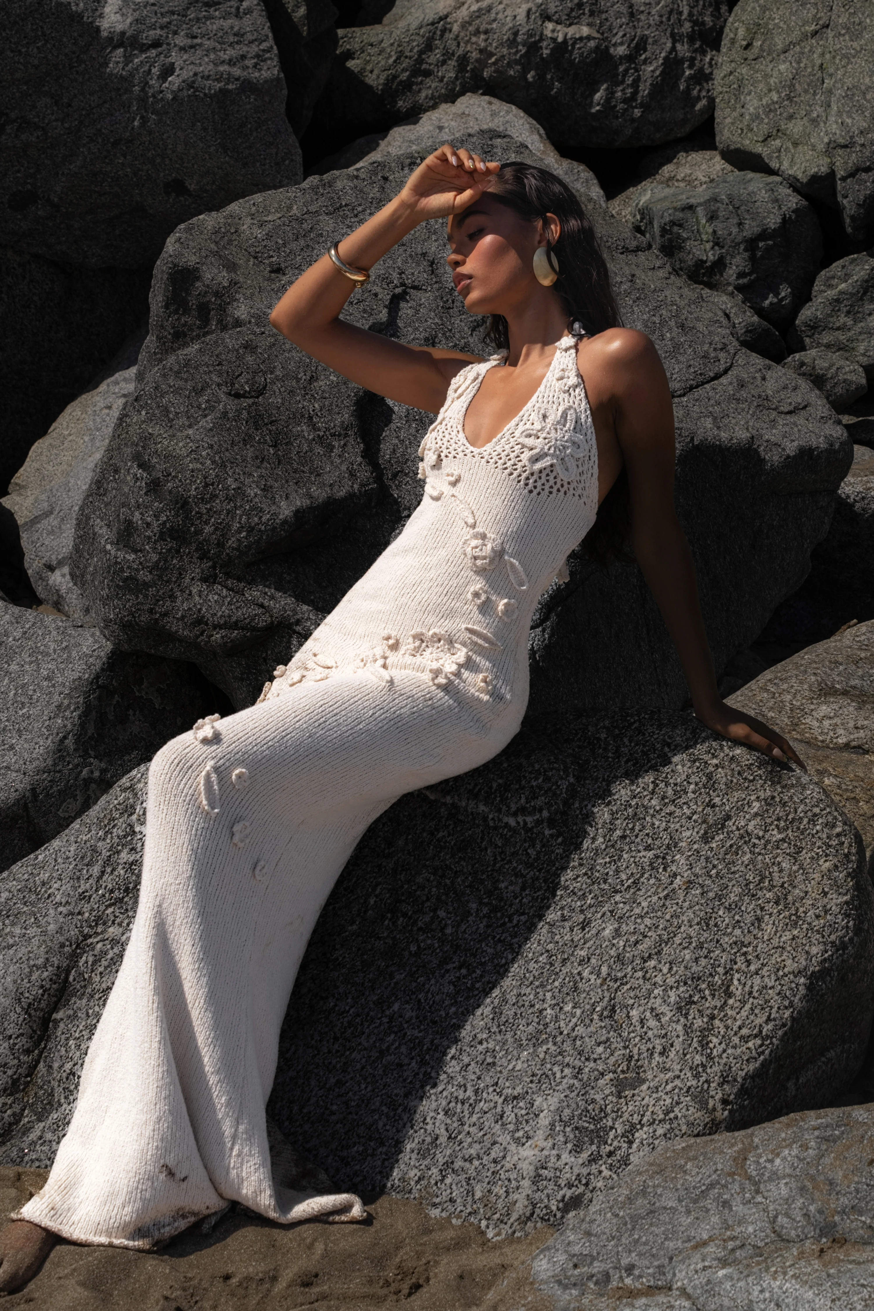 Milk Seaside Halter Maxi Dress | JLUXLABEL