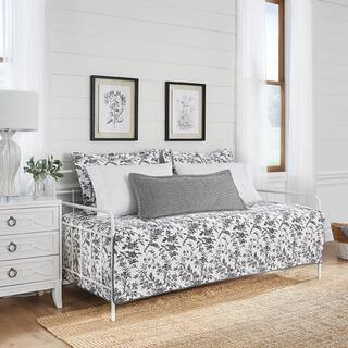Amberley 4-Piece Charcoal Gray Cotton Bonus Daybed Set | The Home Depot