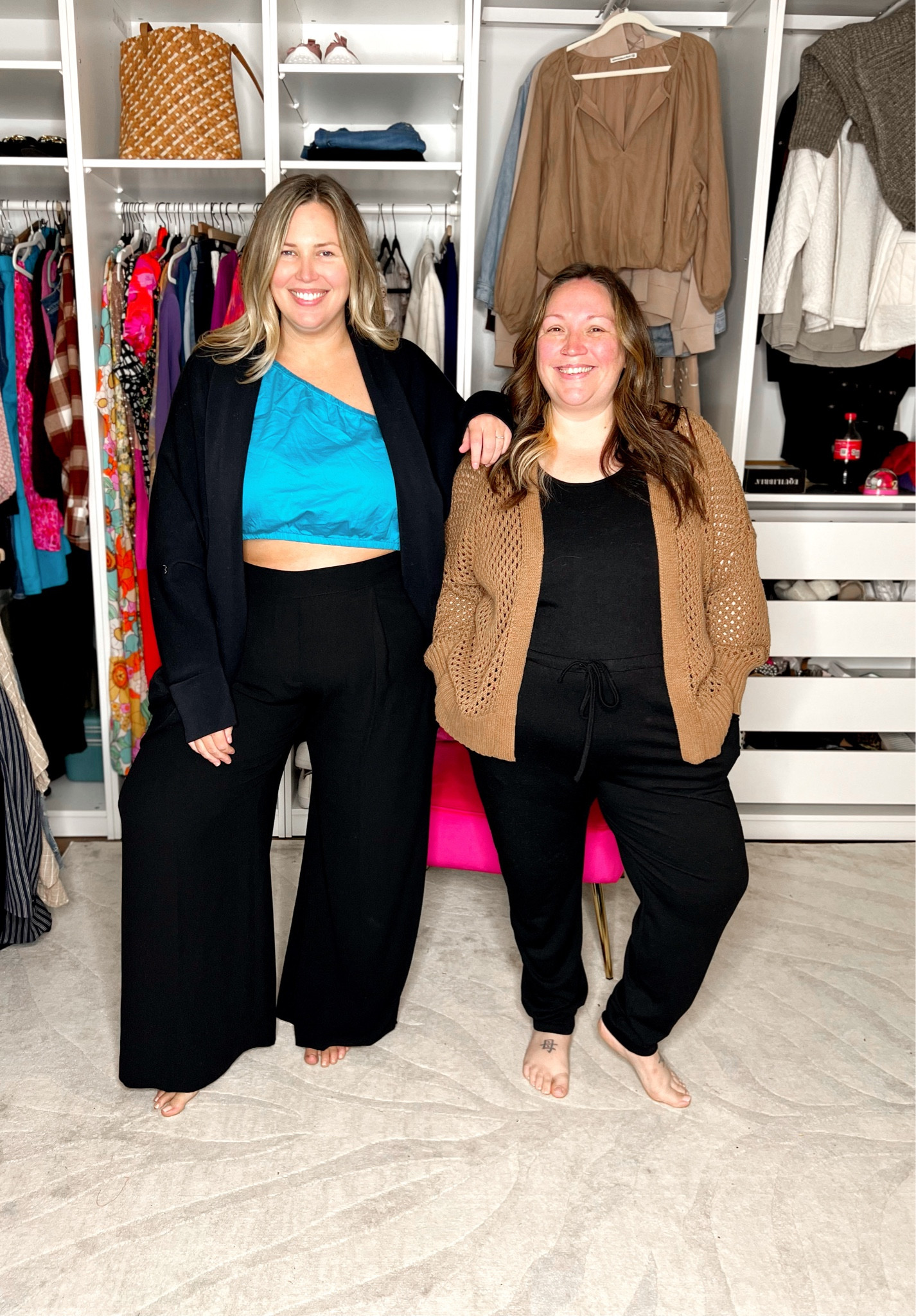 Jess and Ash in their cozy work from home outfits! Jess is wearing a Prettygarden Amazon jumpsuit in an XL (also linked a similar one with a bigger size range). She’s also wearing that open knit cardigan from Abercrombie in an XXL. Ashley is wearing the Spanx crepe wide leg trouser in a 2x and she absolutely loves them! She added a one shoulder top from Amazon The Drop. Then, because comfort always comes first, she added a  cozy AirEssentials cardigan from Spanx (use code ASHLEYDXSPANX for a discount). 

#LTKstyletip #LTKcurves #LTKSeasonal
