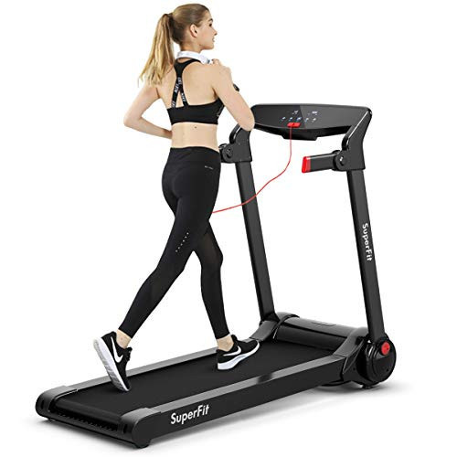 GYMAX Folding Treadmill, 3.0HP Free Installation Running Machine with HD Touch Screen Monitor & Smart APP Control, Silent Jogging Walking Machine for Home Office (Red) | Amazon (US)