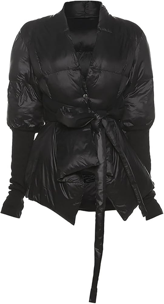 Women's Glossy Down Jacket Winter Warm V-Neck Thick Shiny Casual Puffer Jacket Coat Outdoor Water... | Amazon (US)