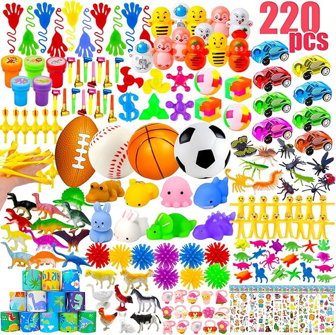 GOAUS Easter Egg Fillers Party Favors for Kids, 220 Pcs Small Toys Prizes Bulk, Goodie Bags Stuff... | Amazon (US)